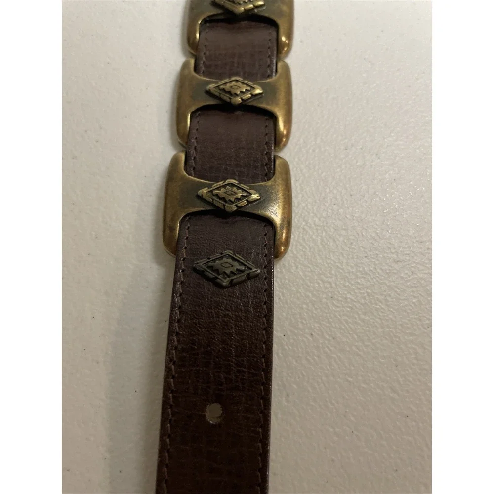 Etoile Leather Belt Italy Womens‎ Size Small Hammered Metal Embellished Boho